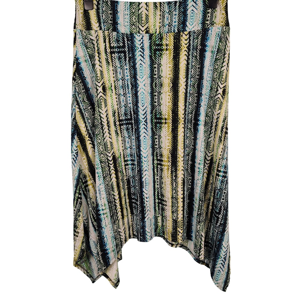 New Directions Womens L Handkerchief Hem Skirt Multicolor Tribal Boho Gorpcore